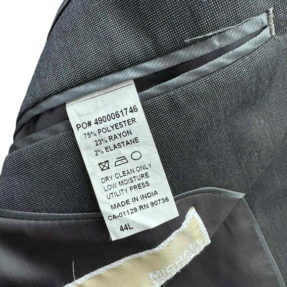 Michael Kors Dark Grey Button Single Breasted Notched Lapel Mens Blazer Size 44L - Picture 13 of 16